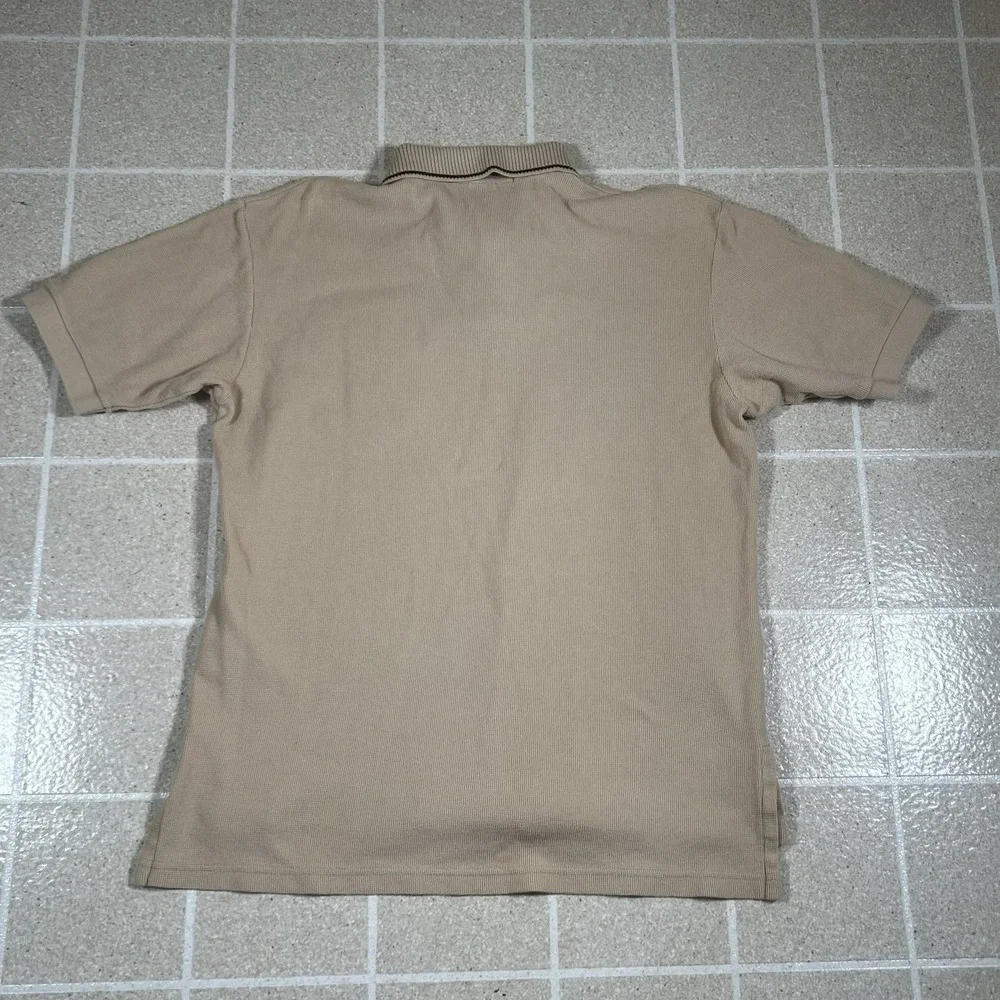 Vintage Polo Sport Ralph Lauren Shirt Sz M Tan Textured Pique Flag 90s